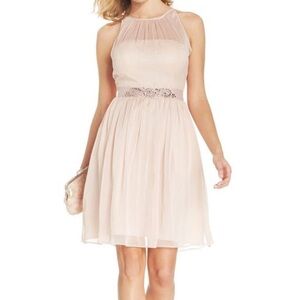 Adrianna Papell Chiffon Halter Dress - Nude